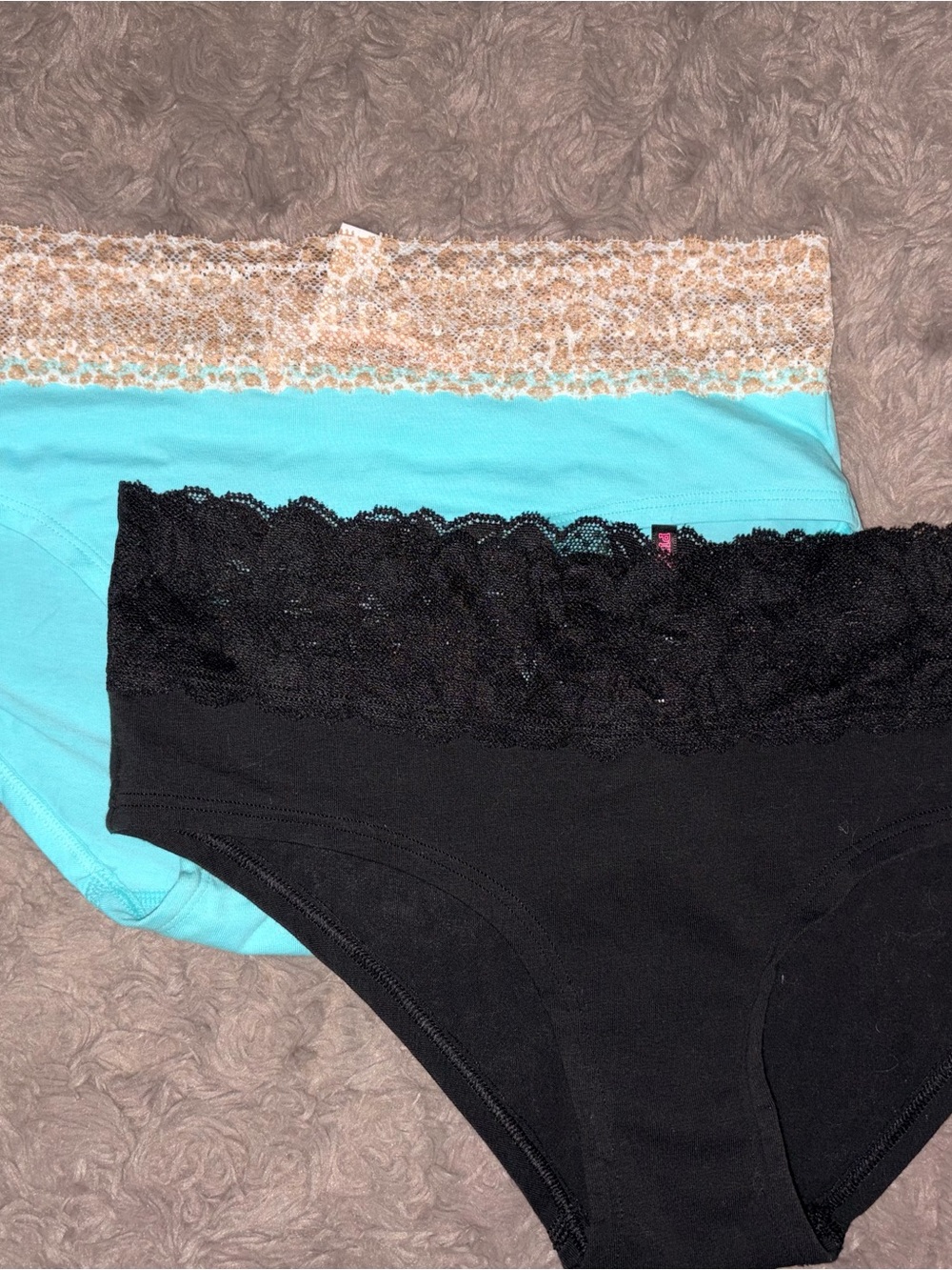 Victoria's Secret Black and Aqua Lace-Trim Bikini Panties - 2-Pack
